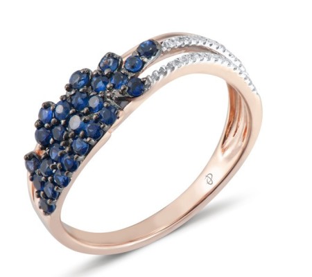 14KRWB Ring Blue Sapphire,Diamond (R304119SAP14KRWB) - US 6