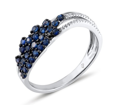 14KWB Ring Blue Sapphire,Diamond (R304119SAP14KWB) - US 7