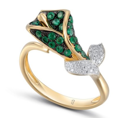 14KYWB Ring Diamond,Emerald (R304130EMR14KYWB) - US 6