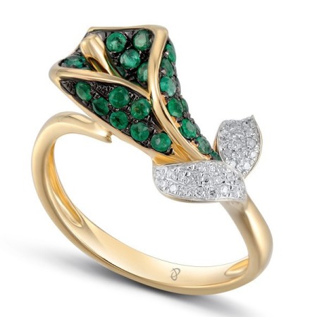 14KYWB Ring Diamond,Emerald (R304130EMR14KYWB) - US 6