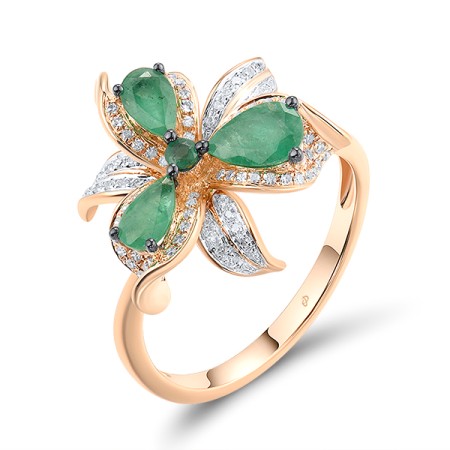 14KRB Ring Diamond,Emerald (R304131EMR14KRB)