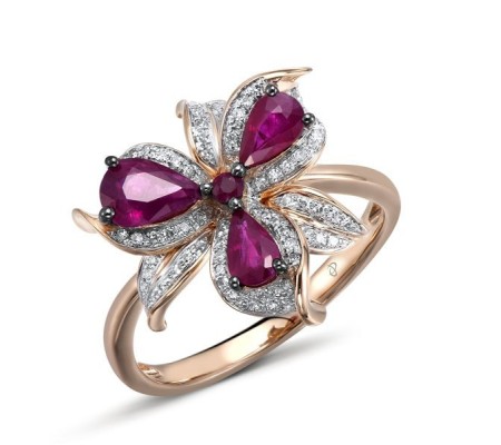 14KRWB Ring Diamond,Ruby (R304131RUY14KRWB) - US 6