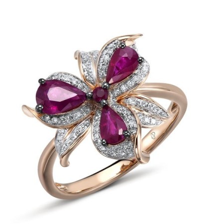 14KRWB Ring Diamond,Ruby (R304131RUY14KRWB) - US 6