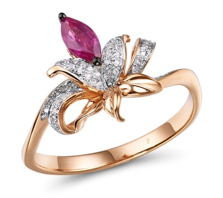 14KRWB Ring Diamond,Ruby (R304136RUY14KRWB) - US 6