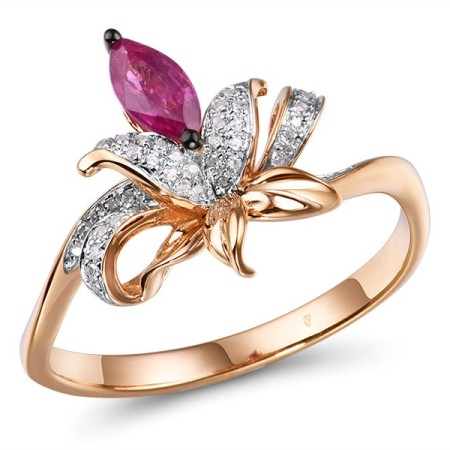 14KRWB Ring Diamond,Ruby (R304136RUY14KRWB) - US 6