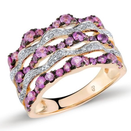14KRWB Ring Diamond,Pink Sapphire (R304141PIS14KRWB)