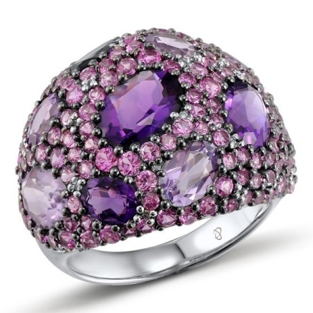 14KWB Ring Amethyst,Diamond,Pink Sapphire (R304153APS14KWB) - US 6.5