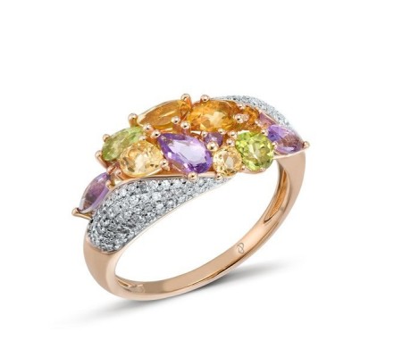 14KRW Ring Amethyst,Citrine,Diamond,Peridot (R304173ACP14KRW)