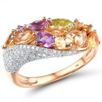14KRW Ring Amethyst,Citrine,Diamond,Peridot (R304174ACP114KRW) - US 7