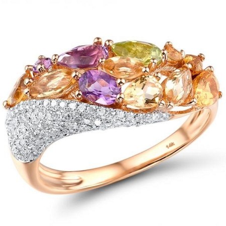 14KRW Ring Amethyst,Citrine,Diamond,Peridot (R304174ACP114KRW) - US 7