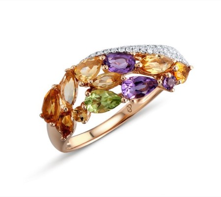 14KRW Ring Diamond,Peridot,Amethyst,Citrine (R304174ACP14KRW)