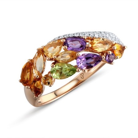 14KRW Ring Diamond,Peridot,Amethyst,Citrine (R304174ACP14KRW)