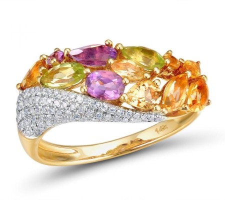 14KYW Ring Amethyst,Citrine,Diamond,Peridot (R304174ACP14KYW) - US 6