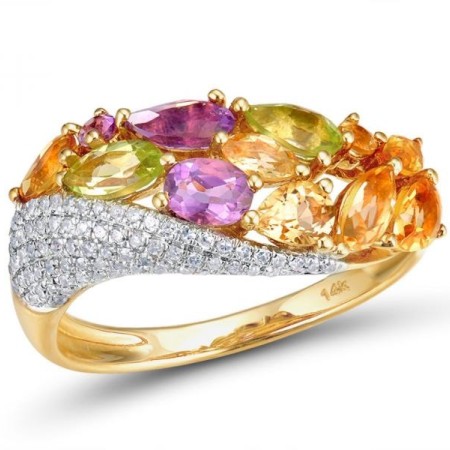 14KYW Ring Amethyst,Citrine,Diamond,Peridot (R304174ACP14KYW) - US 6