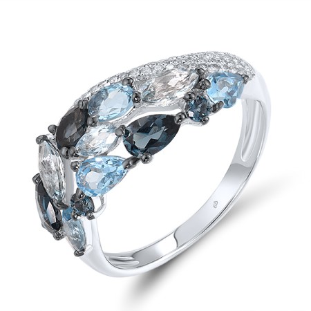 14KWB Ring Blue Topaz (Swiss Blue),Diamond,London Blue Topaz,Blue Topaz (Sky Blue) (R304174BKLT14KWB)