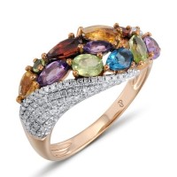 14KRW Ring Amethyst,Blue Topaz (Sky Blue),Citrine,Diamond,Garnet,London Blue Topaz,Peridot (R304174MUL14KRW) - US 8.5