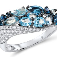 Sterling Silver w/ Black White Plating Ring Blue Glass,Blue Spinel,White Cubic Zirconia (R304174SBGNZSK925) - US 6