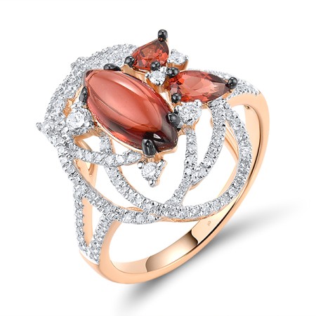 14KRWB Ring Diamond,Garnet (R304175GAN14KRWB)