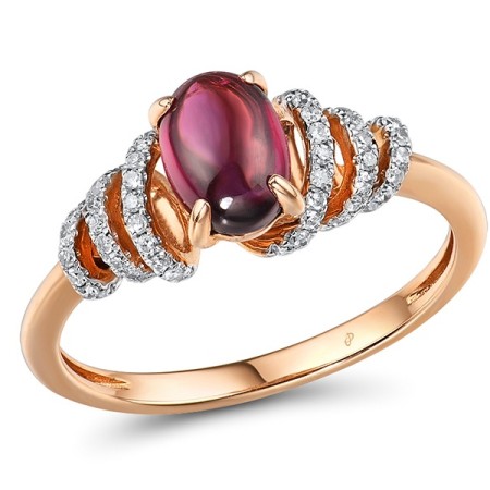 14KRW Ring Diamond,Rhodolite Garnet (R304179RHG14KRW) - US 6