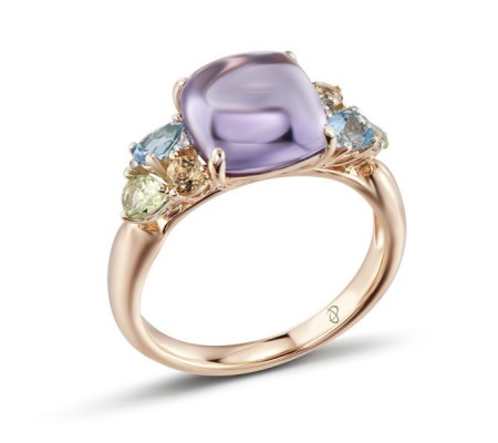 14KRW Ring Amethyst,Blue Topaz (Swiss Blue),Citrine,Diamond,Peridot (R304182MUL14KRW) - US 6