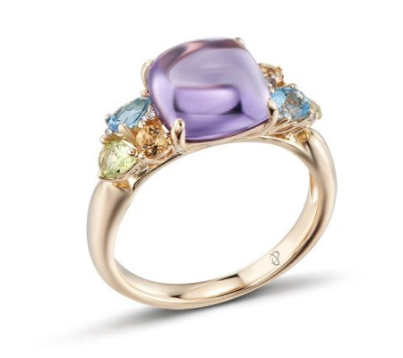 14KYW Ring Amethyst,Blue Topaz (Swiss Blue),Citrine,Diamond,Peridot (R304182MUL14KYW)