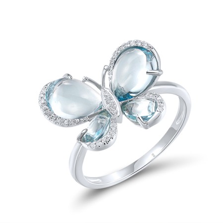 14KW Ring Blue Topaz (Sky Blue),Diamond (R304199BKT14KW)
