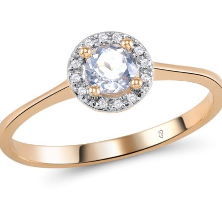 14KRW Ring Diamond,White Topaz (R304204WTT14KRW) - US 4.75