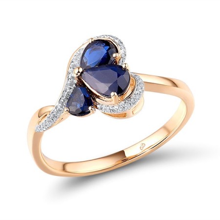 14KRW Ring Blue Sapphire,Diamond (R304212SAP14KRW) - US 7