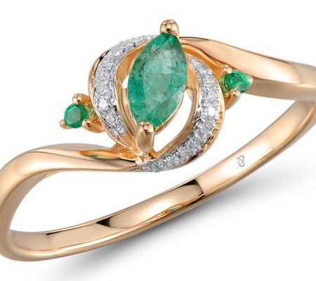 14KRW Ring Diamond,Emerald (R304214EMR14KRW) - US 6