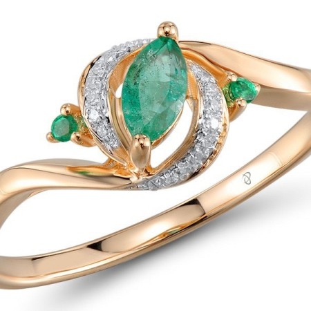 14KRW Ring Diamond,Emerald (R304214EMR14KRW) - US 6