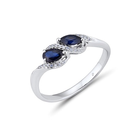 14KW Ring Blue Sapphire,Diamond (R304215SAP14KW) - US 6
