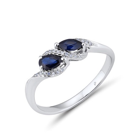 14KW Ring Blue Sapphire,Diamond (R304215SAP14KW) - US 6