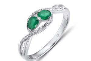 Sterling Silver Ring Dyed Green Agate,White Cubic Zirconia (R304217GEZSL925)
