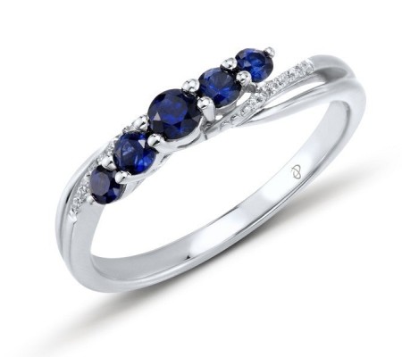 Sterling Silver Ring Created Sapphire,White Cubic Zirconia (R304224CRSZSL925)