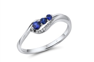 Sterling Silver Ring Created Sapphire,White Cubic Zirconia (R304225CRSZSL925)
