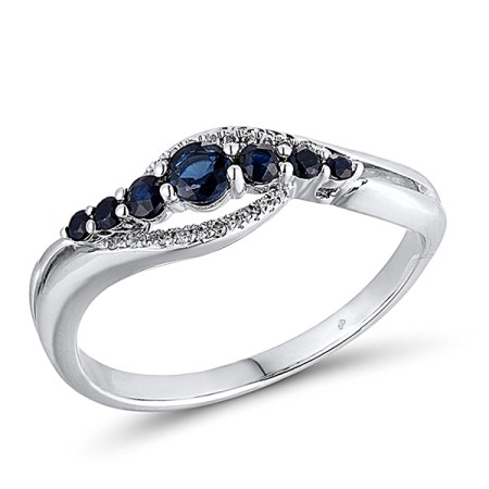 Sterling Silver Ring Created Sapphire,White Cubic Zirconia (R304227CRSZSL925)