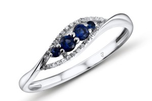 Sterling Silver Ring Created Sapphire,White Cubic Zirconia (R304228CRSZSL925)