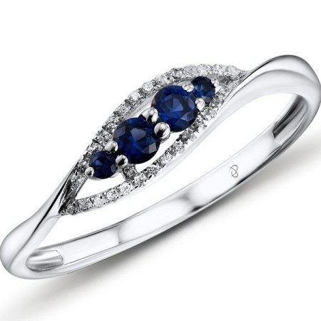 Sterling Silver Ring Created Sapphire,White Cubic Zirconia (R304228CRSZSL925)