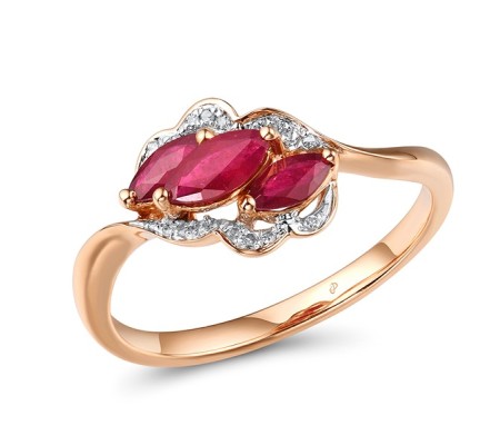 14KRW Ring Diamond,Ruby (R304229RUY14KRW) - US 6.5