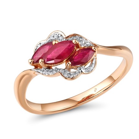 14KRW Ring Diamond,Ruby (R304229RUY14KRW) - US 6.5