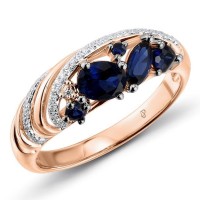 14KRWB Ring Blue Sapphire,Diamond (R304231SAP14KRWB) - US 7