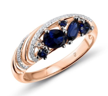 14KRWB Ring Blue Sapphire,Diamond (R304231SAP14KRWB) - US 7