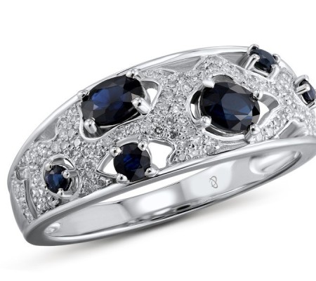 14KW Ring Blue Sapphire,Diamond (R304234SAP14KW) - US 7
