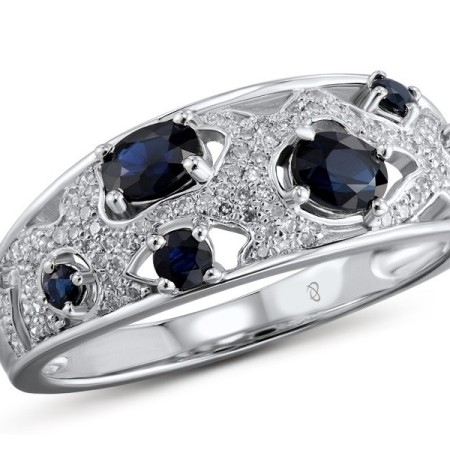14KW Ring Blue Sapphire,Diamond (R304234SAP14KW) - US 7