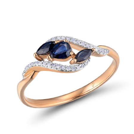 14KRW Ring Blue Sapphire,Diamond (R304237SAP14KRW) - US 6.5