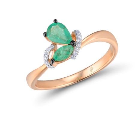 14KRWB Ring Diamond,Emerald (R304239EMR14KRWB) - US 5.5