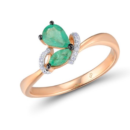 14KRWB Ring Diamond,Emerald (R304239EMR14KRWB) - US 5.5