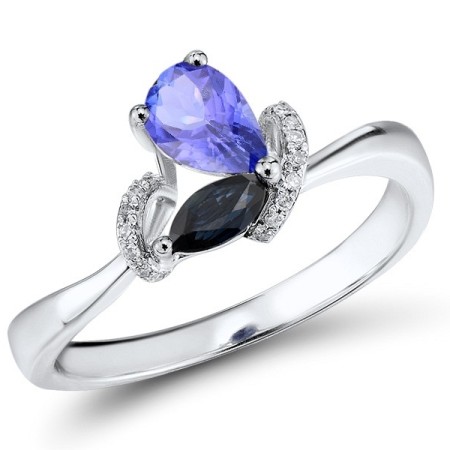14KW Ring Blue Sapphire,Diamond,Tanzanite (R304239TSA14KW) - US 6