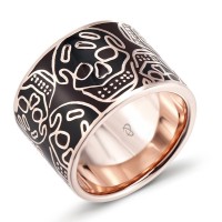 Sterling Silver w/ Rose Plating Ring Diamond,Enamel (R304246ENASR925) - US 5.5