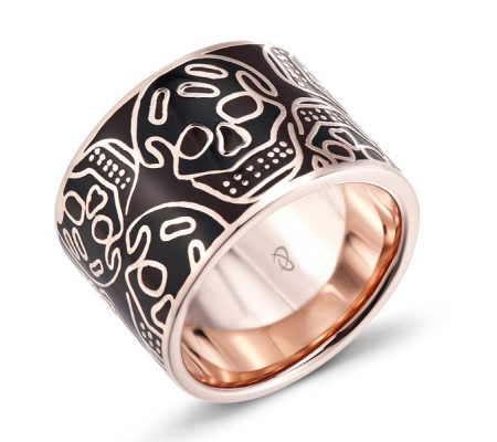 Sterling Silver w/ Rose Plating Ring Diamond,Enamel (R304246ENASR925) - US 5.5